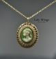 Preview: 925 Sterling - Gemme - 14k Gold Plated - Vintage Necklace - Necklaces with Pendants - Green - Gift for Mother - Gold Necklace with Pendant